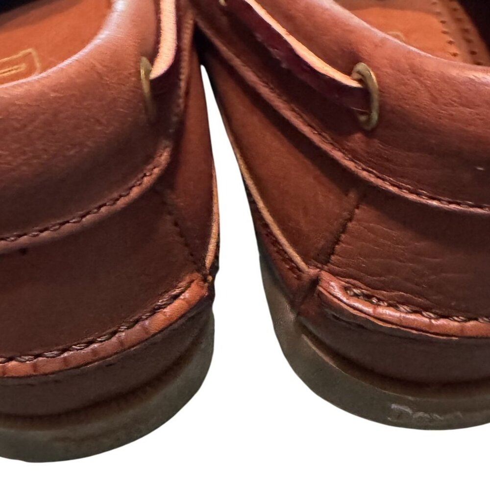 Dexter Mens Navigator II Boat Shoes 7.5M Tan Waxy Leather Casual Deck Loafers - Picture 2 of 7